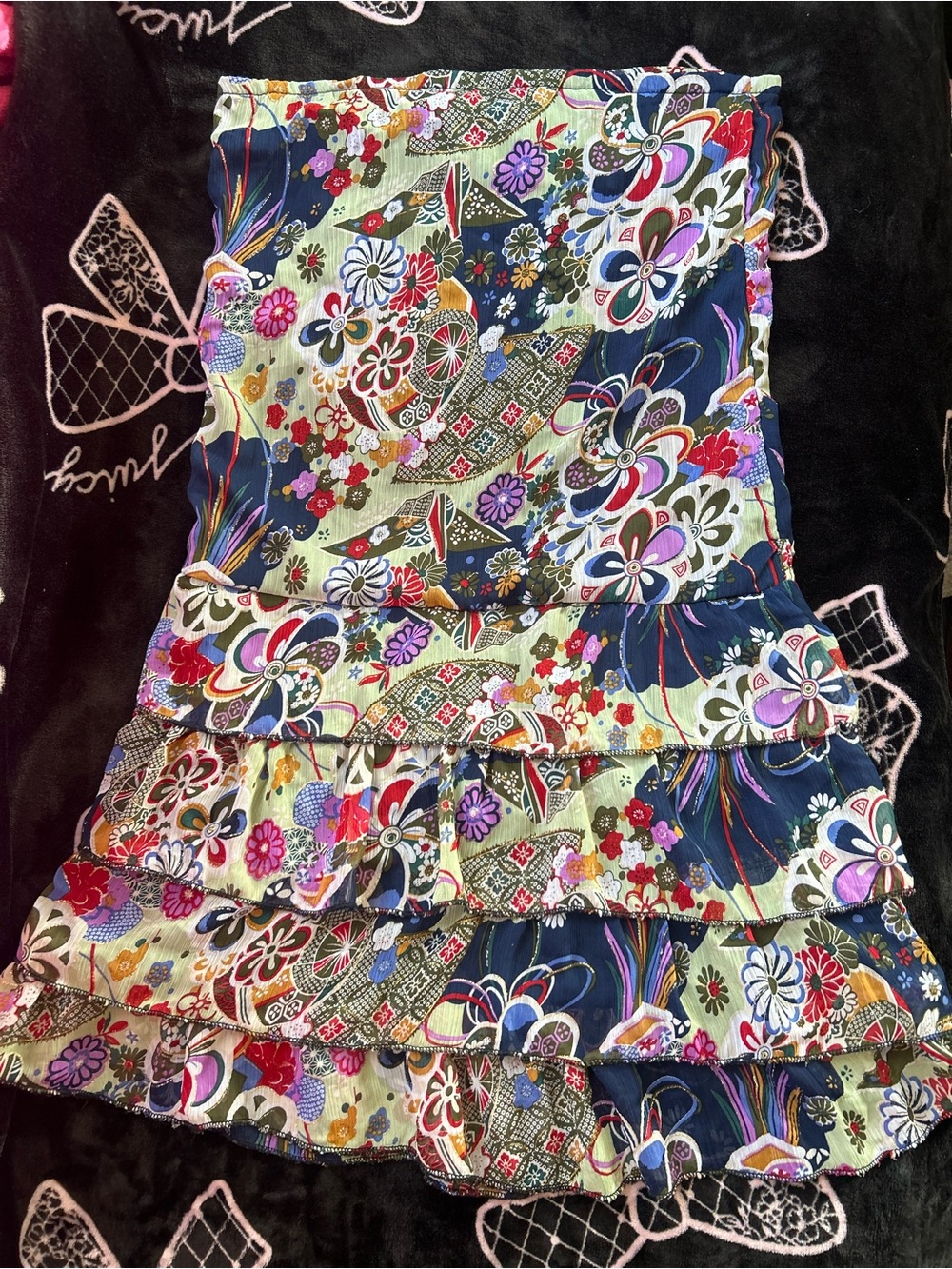 Multicolour Floral Tiered Ruffle Midi Skirt